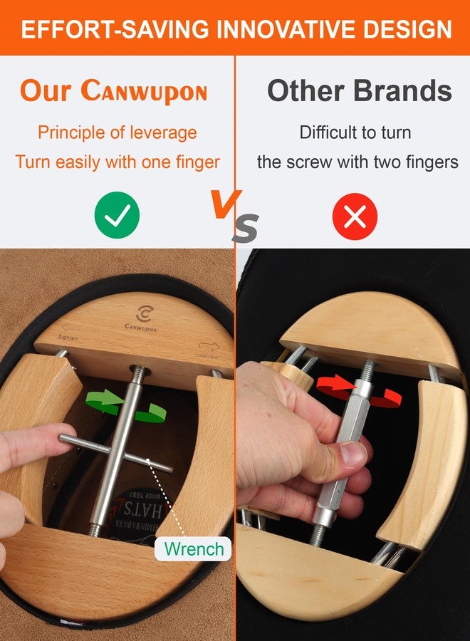 CANWUPON Hat Stretcher for Fitted Cowboy Hats Stretchers for Men - 4 Way Expander Extender Shaper Widener XL Large Size Enlarger (4 Way Wood) - Image 4